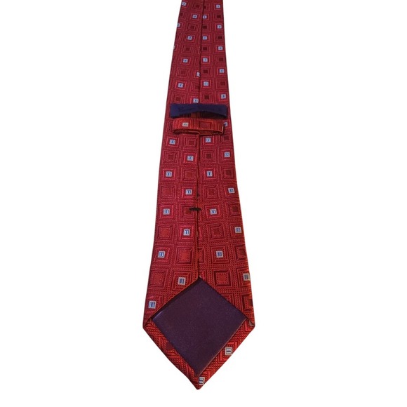 Burma Bibas Mens Tie Luxury Designer Red Blue Geometric Excellent Condition - Picture 4 of 12